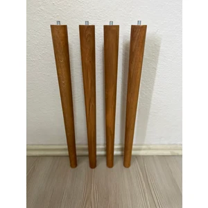 44 cm Açık Meşe Ahşap Konik Ayak | Masa, Sandalye & Sehpa Ayağı | Komple Montaj Seti