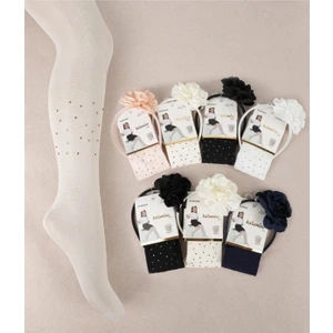 Kıpırık Baby 1 Adet Kız Çocuk Yazlık  Pembe Taçlı Boncuklu Desenli 40 Den Külotlu Çorap