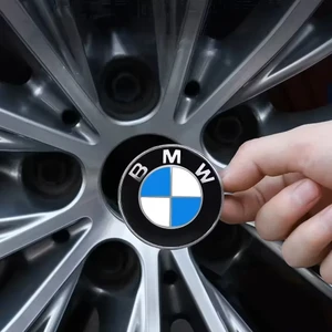 Bmw Logolu Gümüş Kenarlı Alüminyum 65 mm 4 Adet Jant Göbek Stıcker