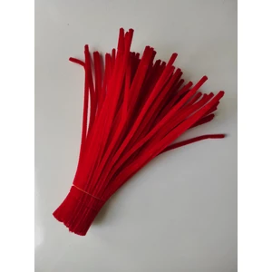 Liva Heryer.ciceklenir 25'li Kırmızı Renkli Şönil, Eğitici Şönil Seti, Tüylü Tel, 30 cm 6mm