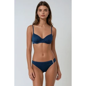 Carlet Simli Kumaş Dolgulu (Push Uplı) Bikini Lacivert
