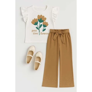 Kız Çocuk Taş Detaylı Alt Üst Takım