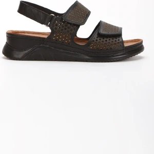 Iç Dış Hakiki Deri  Yumuşak Taban Cırtlı Kadın Sandalet