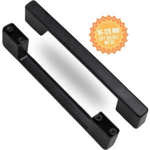 Zamak Köprü Siyah 96-128 mm Çift Delikli Kulp Lüks Country Mutfak Mobilya Dolap Çekmece Kulpu