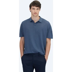 Lacivert Polo Yaka Pamuk Karışımlı T-Shirt