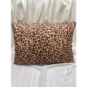 2 Adet Leopar Fermuarlı Yastık Kılıfı | 50X70 cm | %90 Pamuk