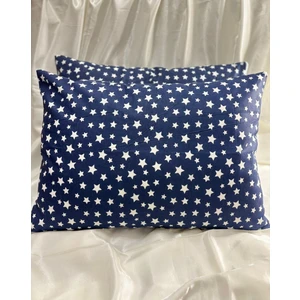 2 Adet Mavi Yıldız Fermuarlı Yastık Kılıfı | 50X70 cm | %90 Pamuk