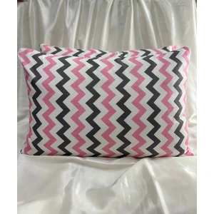 2 Adet Fermuarlı Pembe Zikzak Yastık Kılıfı | 50X70 cm | %90 Pamuk