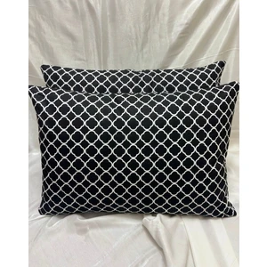 2 Adet Fermuarlı Siyah Zincir Yastık Kılıfı | 50X70 cm | %90 Pamuk