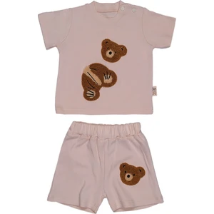 Süzeni Ayıcık Işlemeli Şortlu Bebek Takım -  Süzeni Ayıcık Işlemeli Kısa Kollu Tişört ve Şort 12-18 Ay