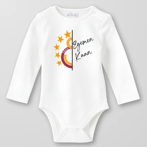 Organik Pamuk Yarım Gs Logo ve Isim Kişiye Özel Bebek Body Çıtçıtlı Zıbın Badi Uzun Kol