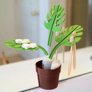 Monstera Yaprak Banyo Lavabo Organizer – Duvar ve Ayna Üzeri Yapışan Modüler Düzenleyici – Banyo Seti – Pinterest İlhamlı Pratik ve Dekoratif Çözüm - Yapay Çiçek - Hediye Çiçek - Lego Çiçek 