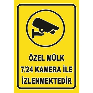Özel Mülk Kamera Ile Izlenmektedir Sticker 20X28 cm