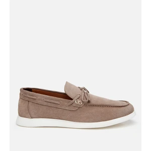 02AYH305480A300 ERKEK Süet Deri Bej Bağcıklı Loafer