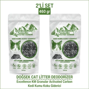 Kedi Kumu Koku Giderici 2'li Set 460 gr Excellence KM granular Activated Carbon Kömür Bazlı granül Aktif Karbon Kalın Taneli