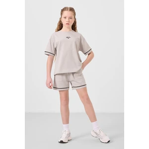 Taş Pamuklu Yumuşak Dokulu Standart Fit Basic Kız Çocuk Şort Takım - 75183