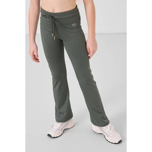 Haki Esnek Standart Fit Basic Performans Ispanyol Paça Kız Çocuk Tayt - 75193