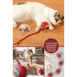 Hakdem Pet Kedi Köpek Hareketli 360 Derece Dönen USB Başlıklı Ipli Oyun Topu Oyuncağı