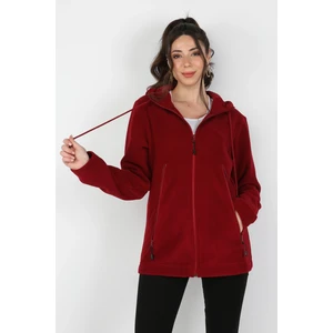 Kapüşonlu Polar Sweatshirt Bordo
