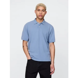 Erkek Açık Mavi Relaxed Pique Polo T-Shirt