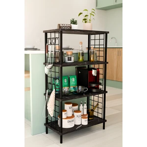 Barin Design 4 Katlı Metal Telli Raf Ünitesi Çevir Kur Sistemli Kahve Köşesi Ve Mutfak Düzenleyici Raf Açık Dolap