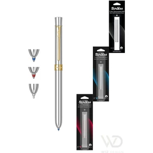 - WizDesign 93 Trıo Multifonksiyon Gold Krom (Tükenmez Kalem Mavi ve Kırmızı & Versatil) + Yedek Hediyeli