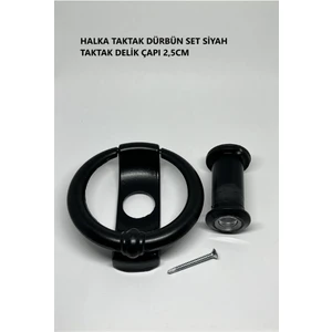Dürbünlü Çelik Kapı Halka Model Taktak Tokmağı Delik Çapı 2,5cm Renk: Siyah Dürbünlü