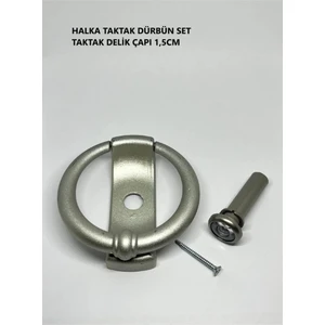 Dürbünlü Çelik Kapı Halka Model Taktak Tokmağı Delik Çapı 1,5cm Renk: Saten