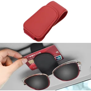 Universal Suni Deri Oto Güneş Gözlük Tutucu Askılık Mıknatıslı - AL5240