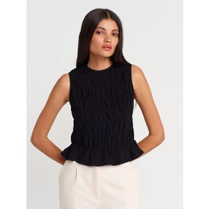 50845 Kolsuz Crop Bluz-Siyah