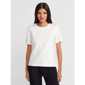31763 Bisiklet Yaka T-Shirt-Ekru