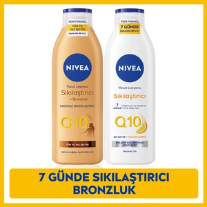 NIVEA Q10 Sıkılaştırıcı Vücut Losyonu 250 ml ve Q10 Sıkılaştırıcı Bronzluk 200 ml,10 Günde Sıkılaş
