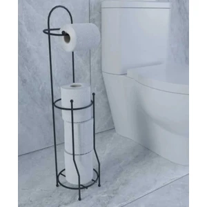 Ayaklı Wc Kağıtlı Yedek Kağıt Hazneli Tuvalet Kağıtlığı Siyah