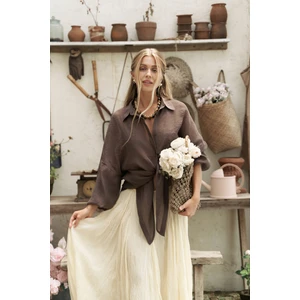 Lyra Oversize Kahve Gömlek