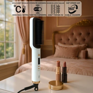 Mio B1 Led Göstergeli 80°C-230°C 360° Dönebilir Sap Seramik Saç Düzleştirici Tarak - Beyaz