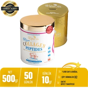 %100 Saf ve Doğal Yüksek Biyoaktif ve Biyoyararlı Çift Hidrolize Edilmiş Toz Peptitleri İçeren Diyet Takviyesi Kolajen (500gr) - 50 Günlük