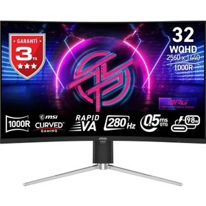 31.5" MPG 325CQRXF 2560x1440 (WQHD) CURVE 1000R RAPID VA 280HZ 0.5MS ADAPTIVE-SYNC GAMING Monitör