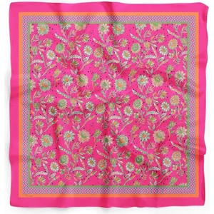 Kadın Pembe Çiçek Desenli Fular Bandana