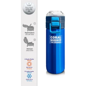 Kids Erkek Desenli Pipetli ve Direkt Içim Çelik Termos 500 ml