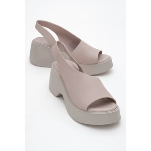 Roy Taş Cilt Hakiki Deri Kadın Dolgu Topuklu Sandalet