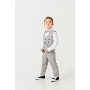 Erkek Çocuk Yelekli Slim Fit Takım Elbise – 4 Parça (Yelek, Pantolon, Gömlek, Papyon) TE.7026