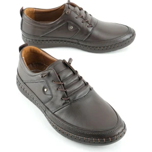 Erkek Yazlık Iç Dış Hakiki Deri Ortopedik Rahat Taban Bağcıklı Ayarlanabilir Günlük Klasik Ayakkabı