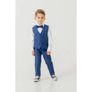 Erkek Çocuk Yelekli Slim Fit Takım Elbise – 4 Parça (Yelek, Pantolon, Gömlek, Papyon) TE.7026