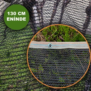 130 cm Eninde Siyah Kuş Filesi Balkon Perdesi Hazır Kopçalı Kedi Koruma Ağı Dolu Filesi Misina File Kuş Önleme Filesi (Uzunluk Seç)