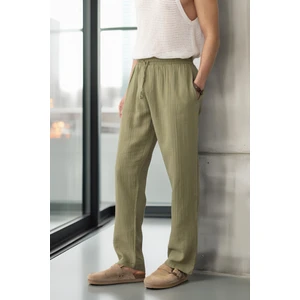 Hafif ve Rahat Müslin Baggy Erkek Pantolon - Haki