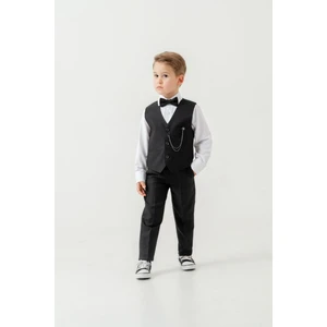 Erkek Çocuk Yelekli Slim Fit Takım Elbise – 4 Parça (Yelek, Pantolon, Gömlek, Papyon) TE.7026