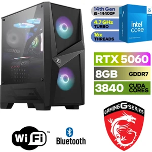 Gaming Pc Ddr5  - Rtx 5060 8gb – Intel Core I5 14400F – 16GB - 32GB -64GB Ddr5 Ram – 1 Tb M.2 SSD -Wifi-Bluetooth