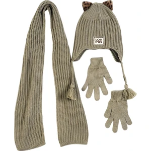 Kız Çocuk Atkı Bere Eldiven Takım (4-8 Yaş)