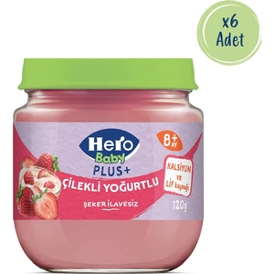 Hero Baby Plus Çilekli Yoğurtlu Kavanoz Mama 120g x6