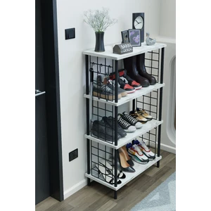 Barin Design 4 Katlı Metal Telli Ayakkabılık – Çevir Kur Sistemli Çok Katlı Portmanto Rafı ve Anahtarlık Askısı